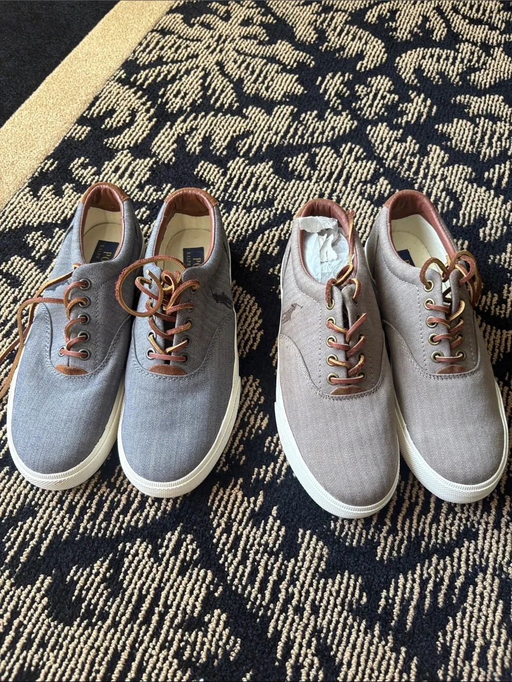 Polo by Ralph Lauren Men's Canvas Sneakers in Gray and Taupe